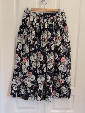 Vintage Floral Dot Navy A Line skirt